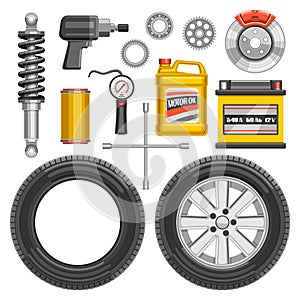 Vector set of Auto Parts