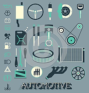 Vector Set: Automotive Parts Icons and Symbols