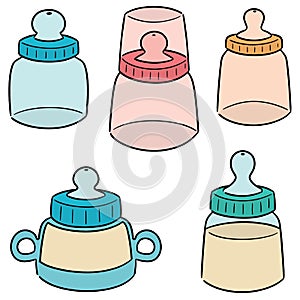 Vector set of baby bottle