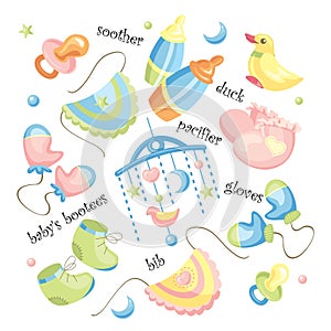 Vector set of baby clothing photo