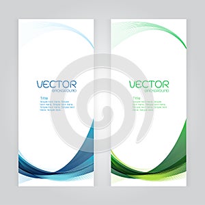 Vector set background Abstract header blue green wave whit vector de