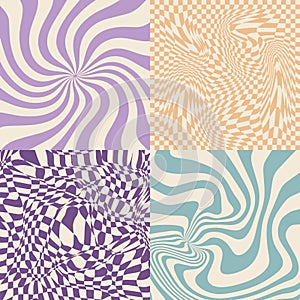 Vector set of background with optical illusion .