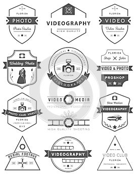 Vector set of badges Photography and Videography