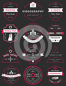 Vector set of badges Photography and Videography