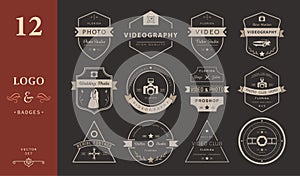 Vector set of badges Photography and Videography