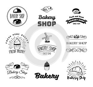 Vector set of bakery and bread logos, labels, badges and design elements.