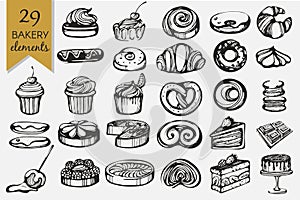 Vector set with bakery products