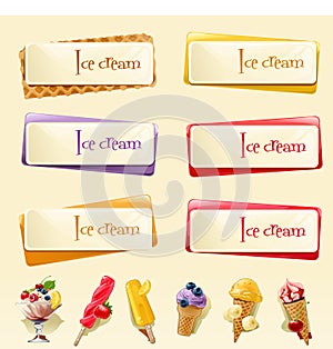 Vector set of banners with ice cream