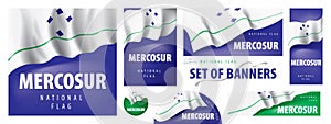Vector set of banners with the national flag of the Mercosur photo
