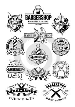 Vector set of barbershop logos, signage photo