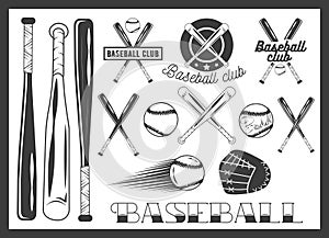 Vector set of baseball club emblem, label, badges