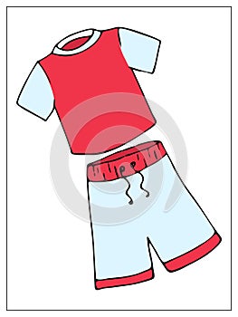 Vector set with a basic simple T-shirt and Bermuda Shorts. For web, logo, icon, app, UI. Cartoon style