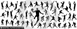 Vector set of Basketball players silhouettes photo