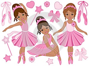 Vector Set of Beautiful Ballerinas Dancing