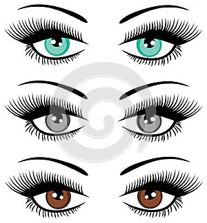 Vector set of beautiful eyes.