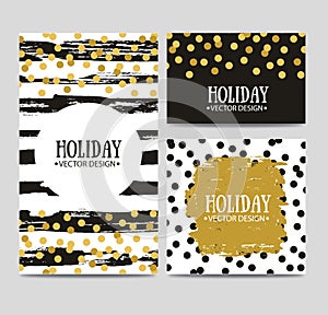 Vector set of beautiful hand drawn cards templates. Text message, lettering, gift.