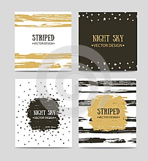 Vector set of beautiful hand drawn greeting cards templates. Text message, lettering, gift.