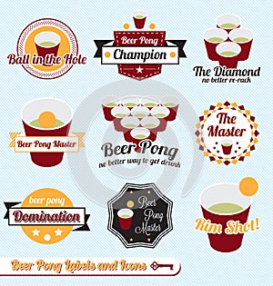 Vector Set: Beer Pong Champion Labels and Icons