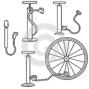 Vector set of bicycle pump