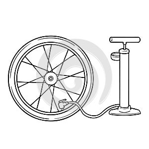 Vector set of bicycle pump