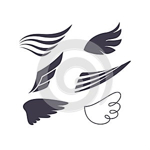 Vector Set of Bird Wings Silhouettes