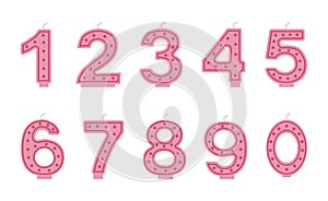 Vector set of Bithday cake candles.