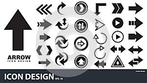 Vector set of black arrow icon illustrations