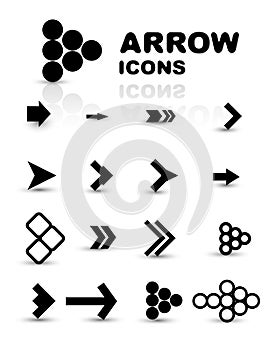 Vector set of black arrow icons