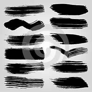 Vector Set of Black Brush Strokes