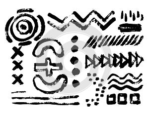 Vector set of black brush strokes. Editable isolated elements. Grunge brushes for your design. Freehand. Watercolor splash.