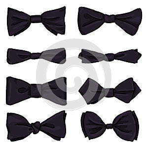 Vector Set of Black Cartoon Classic Bowties