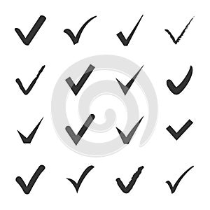 Vector set of black confirm check box icons.