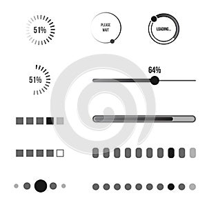 Vector Set of Black Loading Icons