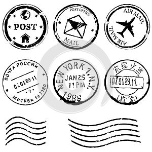 Vector set of Black Postal Stamps