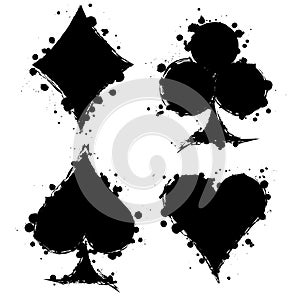 Vector set of black and white graphic illustration of sign of playig card