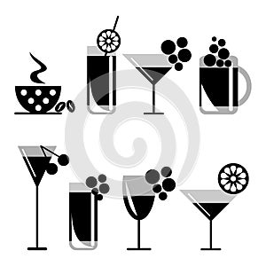 Vector set of black and white illustration