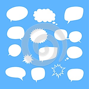Vector set of blank empty white speech bubbles