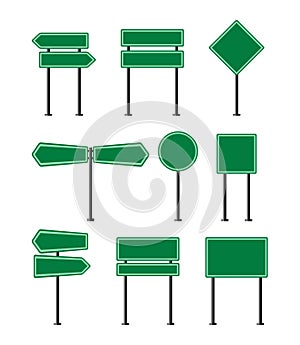 vector set of blank green road signs