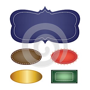 Vector set of blank labels, a variety of colors and shapes with borders