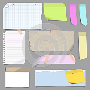 Vector set of blank note paper.