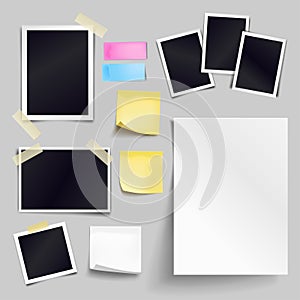 Vector set of blank paper objects. Empty white sheet of A4