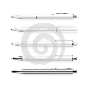 Vector Set of Blank Pens Isolated on White