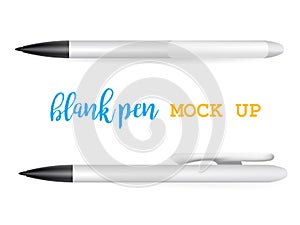 Vector Set of Blank Pens.Template for advertising and corporate identity.Mock Up Template Ready For Your Design. Vector Isolated