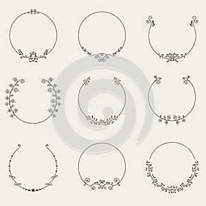 Vector set of border circle frame