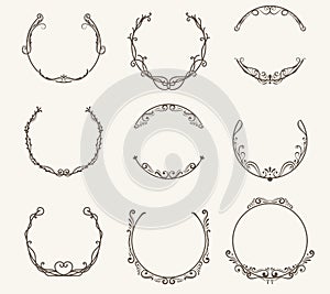 Vector set of border circle frame - vintage style