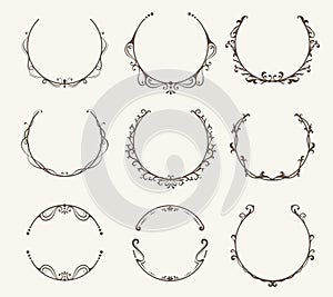 Vector set of border circle frame - vintage style