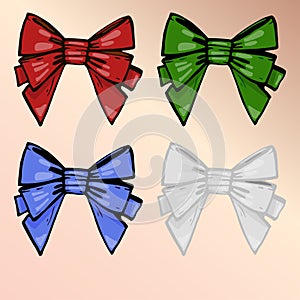 Set of multi-colored bows