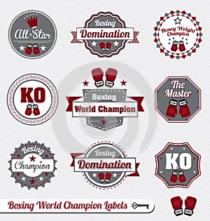 Vector Set: Boxing Champion Labels and Icons