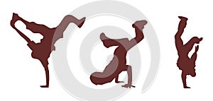 A vector set of a break dancer.