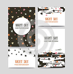 Vector set of bright hand drawn cards templates. Greeting card.